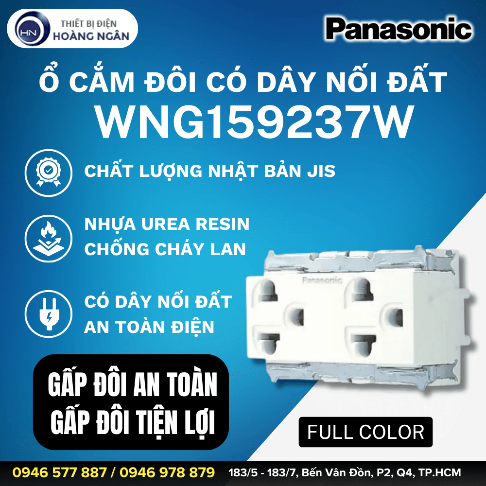 Ổ Cắm Đôi Có Dây Nối Đất WNG159237W Panasonic