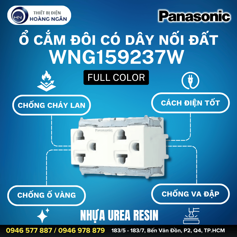 Ổ Cắm Đôi Có Dây Nối Đất WNG159237W Panasonic