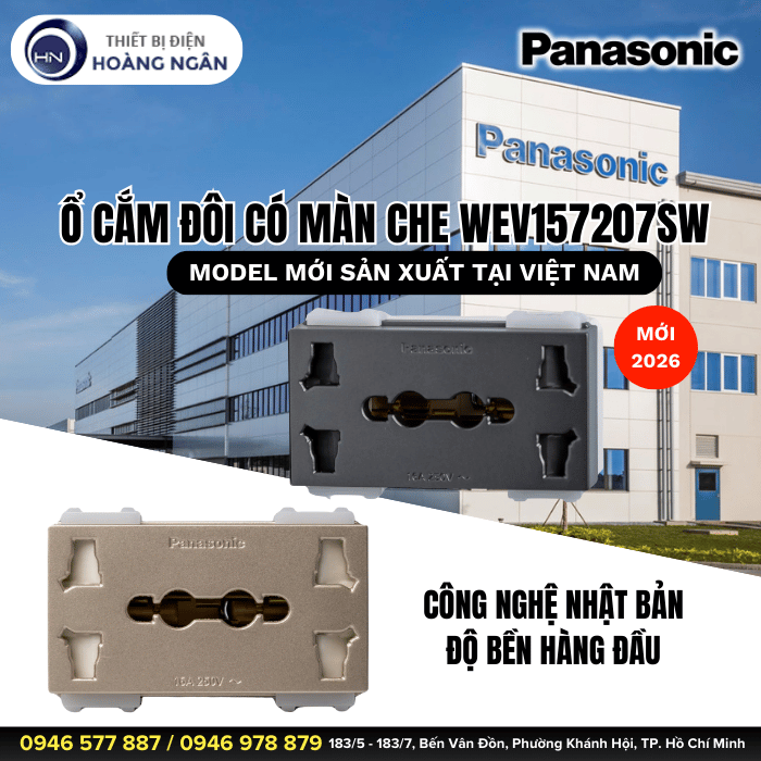 Ổ Cắm Đôi Có Màn Che WEV157207MYZ Panasonic