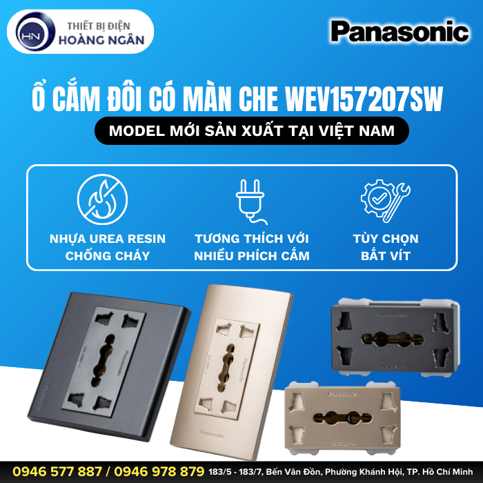 Ổ Cắm Đôi Có Màn Che WEV157207MYZ Panasonic