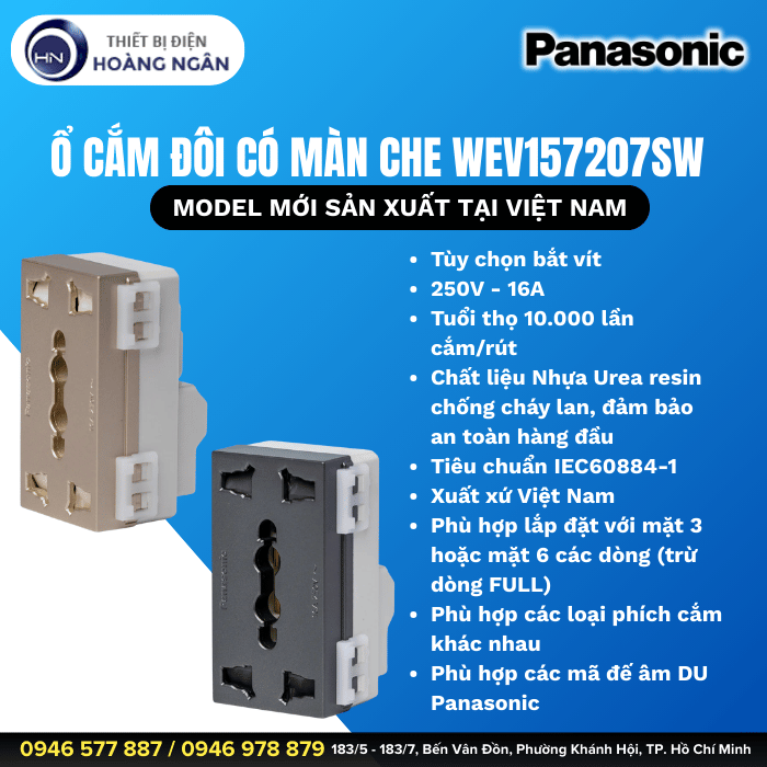 Ổ Cắm Đôi Có Màn Che WEV157207MYZ Panasonic