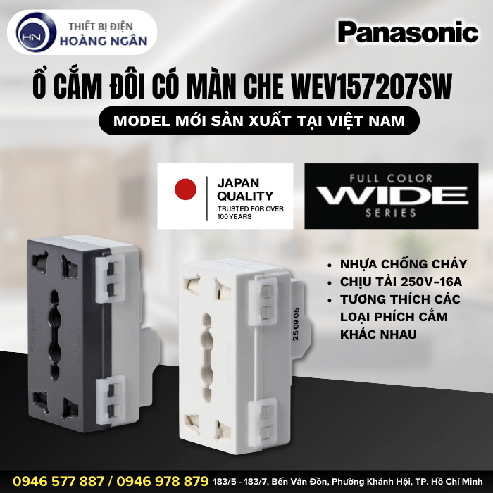 Ổ Cắm Đôi Đa Năng Có Màn Che Panasonic WEV157207SW