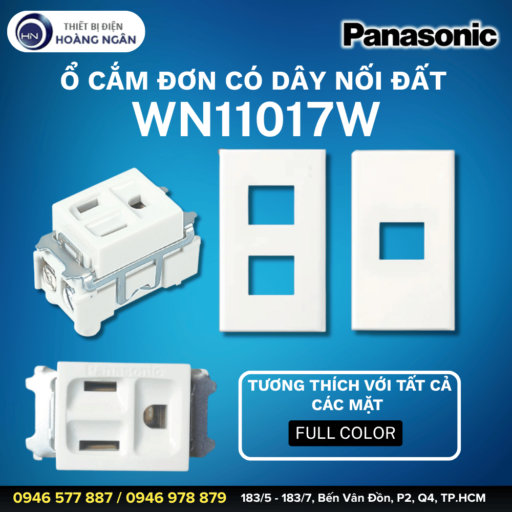 Ổ Cắm Đơn Có Dây Nối Đất WN11017W Panasonic (phích cắm dẹp)