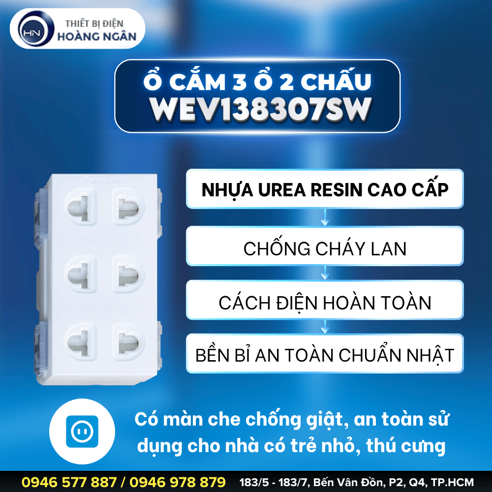 Ổ Cắm Panasonic 3 Lỗ WEV138307SW - WIDE Series