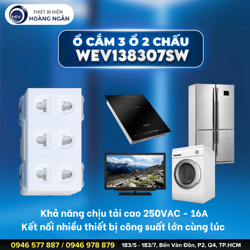 Ổ Cắm Panasonic 3 Lỗ WEV138307SW - WIDE Series
