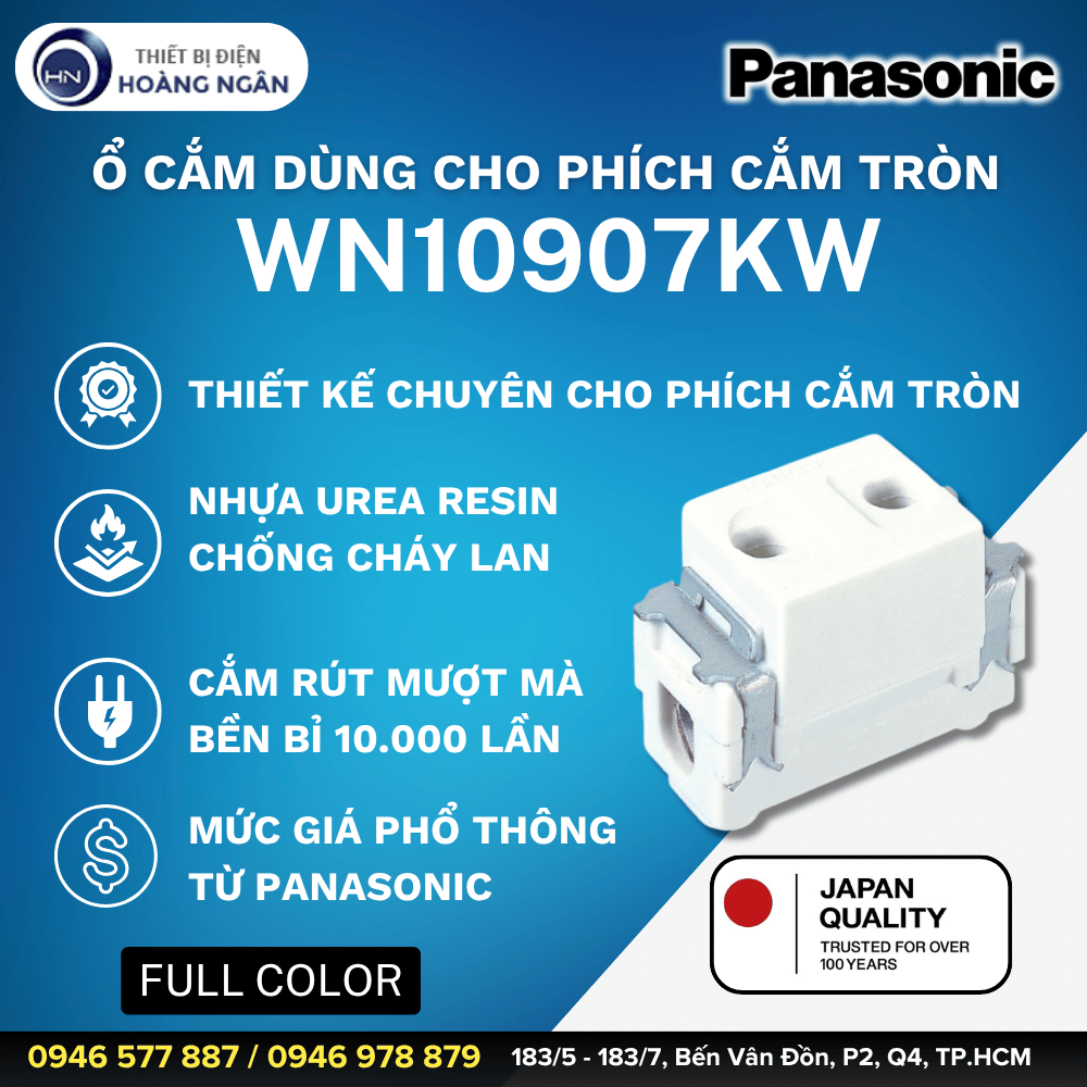Ổ Cắm Panasonic WN10907KW dùng cho phích cắm tròn