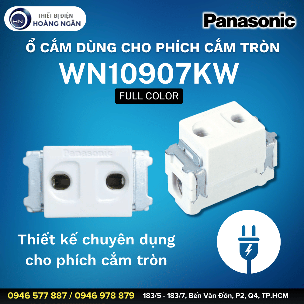 Ổ Cắm Panasonic WN10907KW dùng cho phích cắm tròn