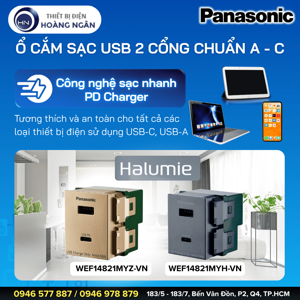 Ổ Cắm USB 2 Cổng Type A-C Panasonic