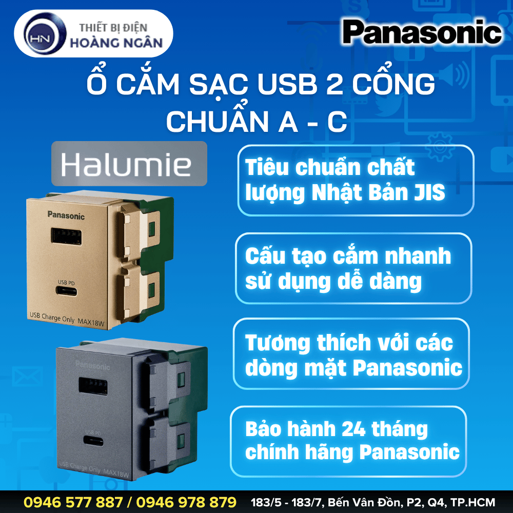Ổ Cắm USB 2 Cổng Type A-C Panasonic