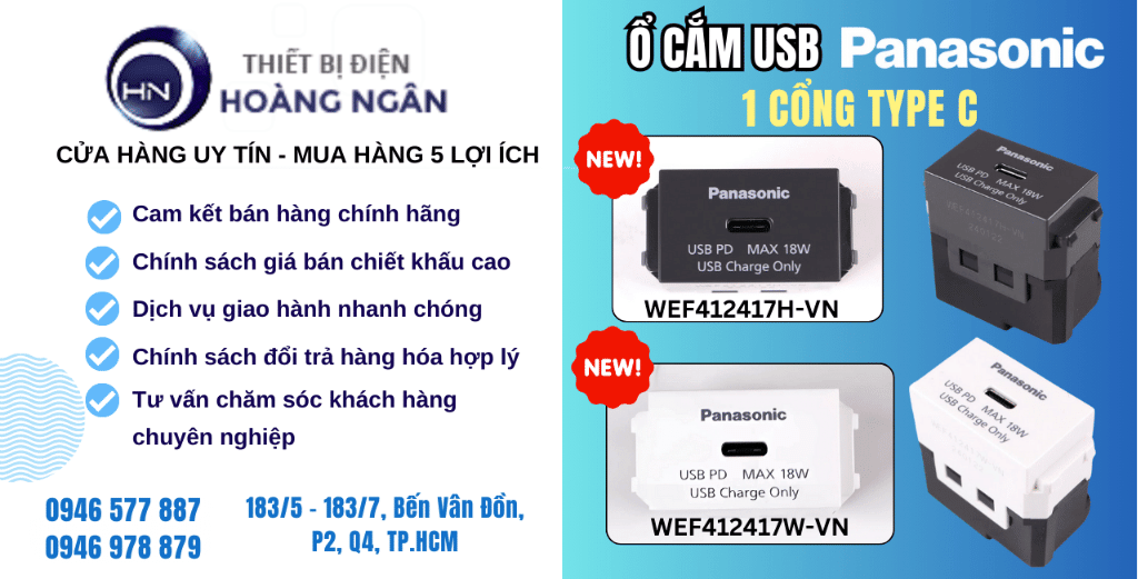 Ổ cắm USB Panasonic 1 cổng C - Dòng WIDE Series (WEF412417H-VN)