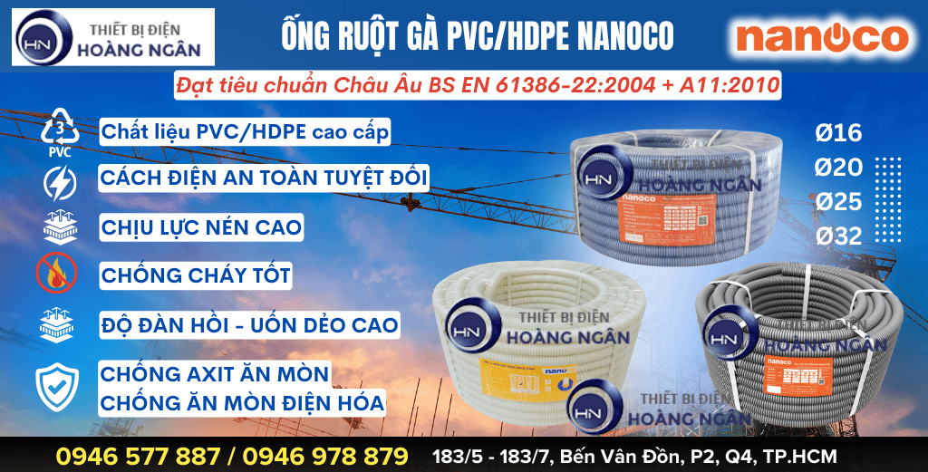 Ống Ruột Gà Nanoco (Ống luồn dây điện dạng xoắn)