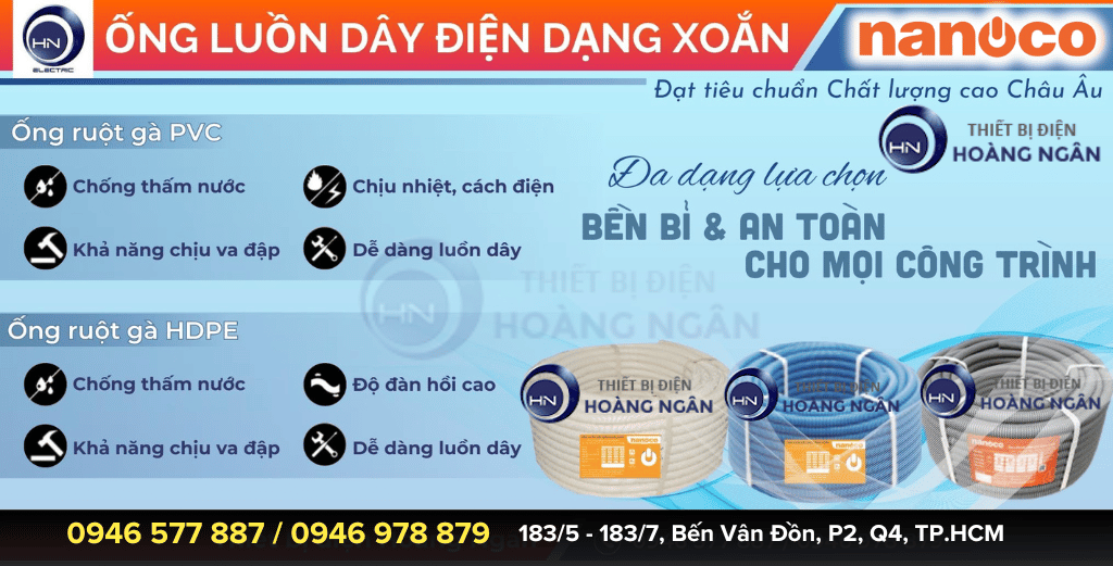 Ống luồn dây điện dạng xoắn Nanoco (Ống Ruột Gà Nanoco)