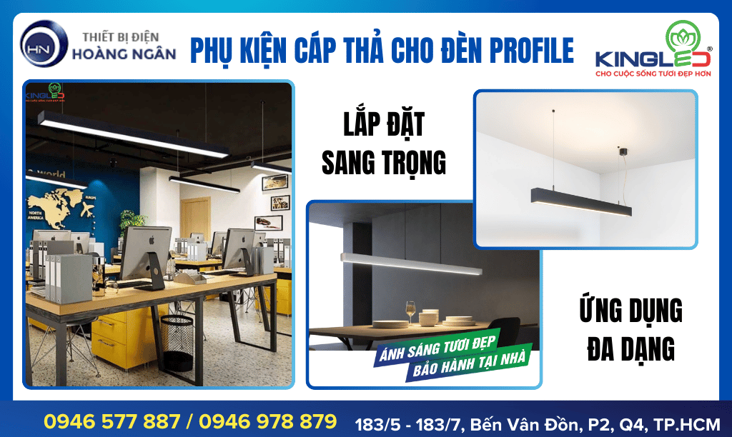 Phụ kiện cáp thả cho đèn thả Profile KingLED