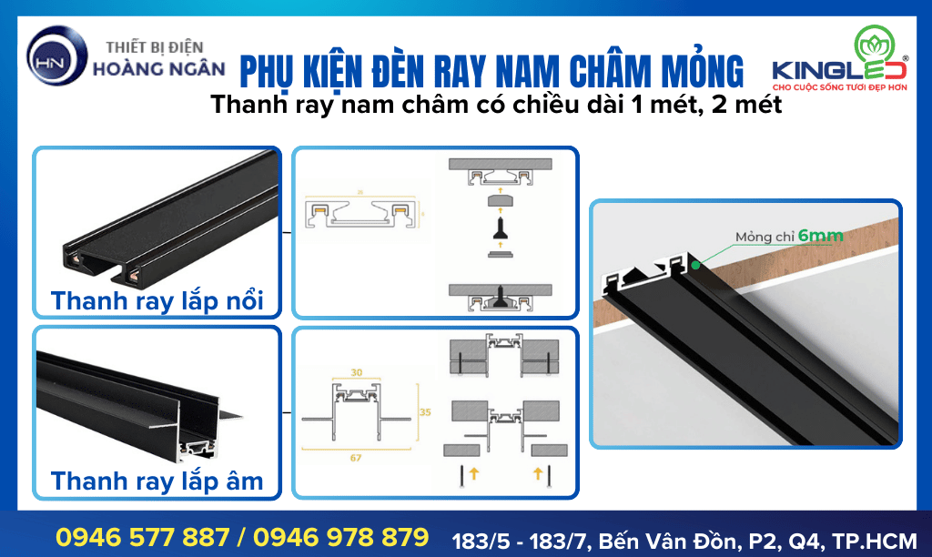 Phụ Kiện Đèn Ray Nam Châm Mỏng KingLED