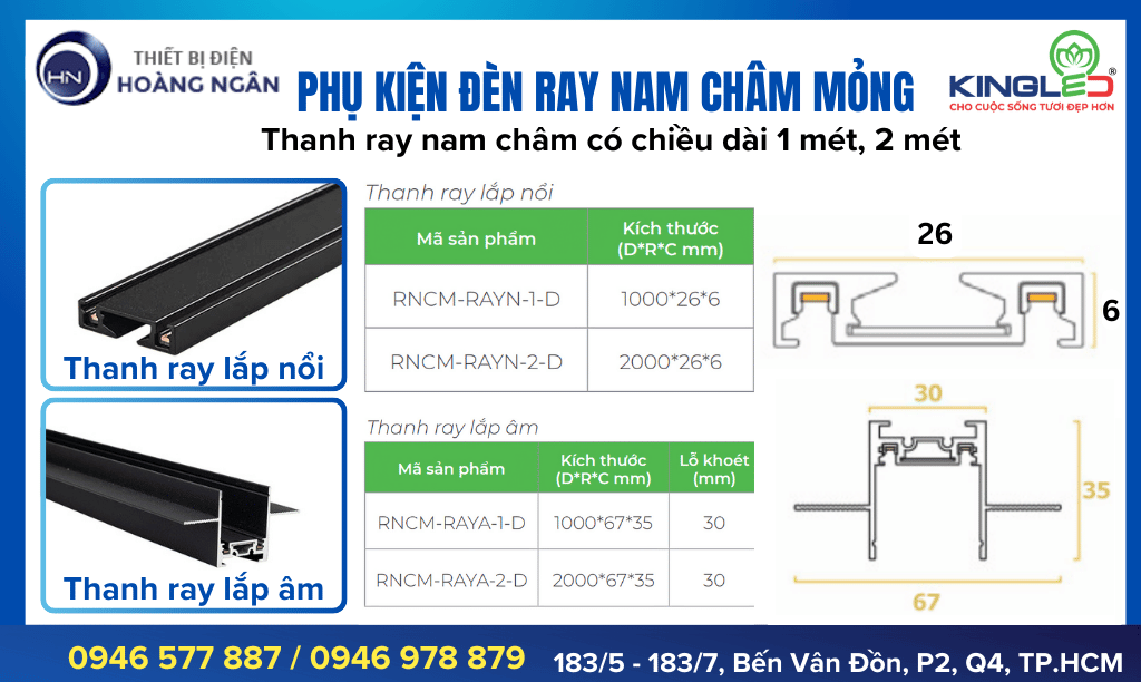 Phụ Kiện Đèn Ray Nam Châm Siêu Mỏng KingLED