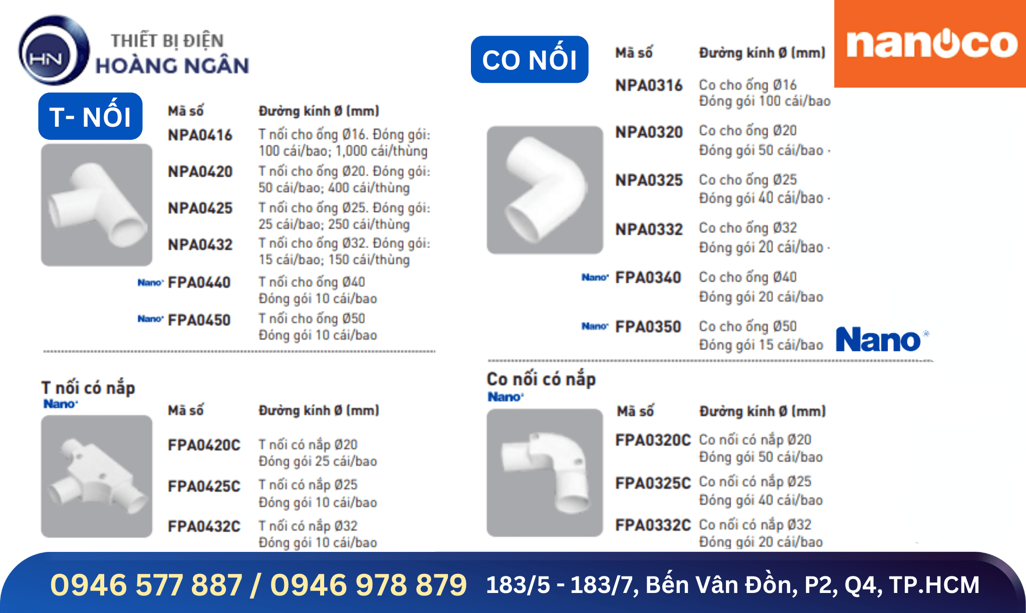 Phụ kiện PVC Nanoco cho ống luồn dây điện