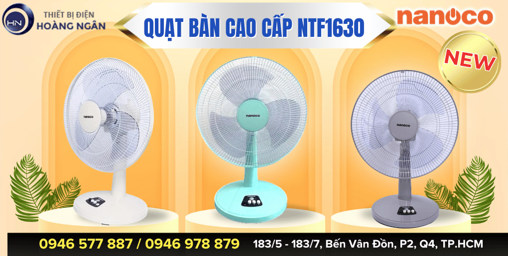 QUẠT BÀN NANOCO NTF1630 - MÀU SẮC ĐẸP MẮT - ĐỘNG CƠ BẠC ĐẠN BỀN BỈ & TIẾT KIỆM ĐIỆN NĂNG