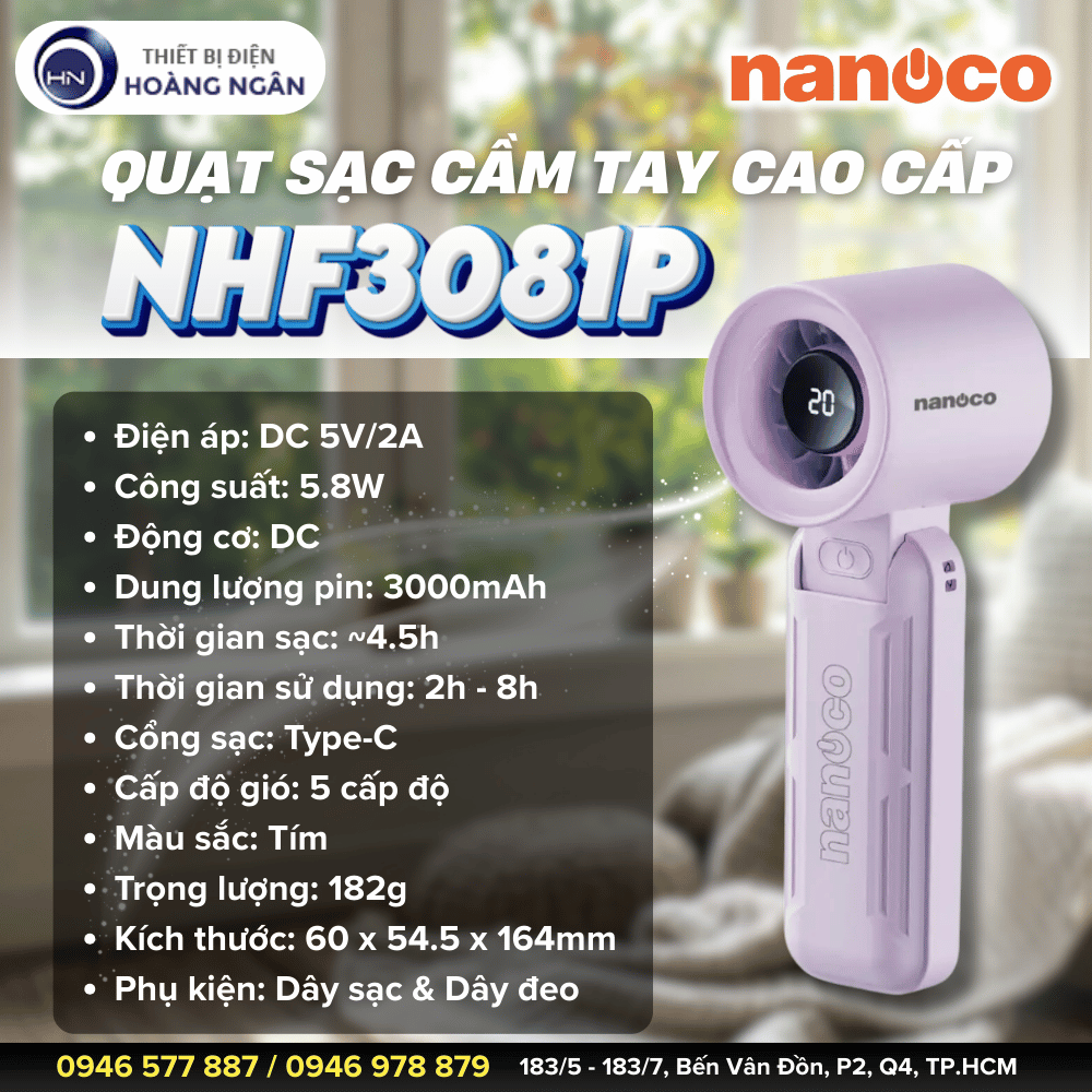 Quạt Cầm Tay Mini Nanoco NHF3081P