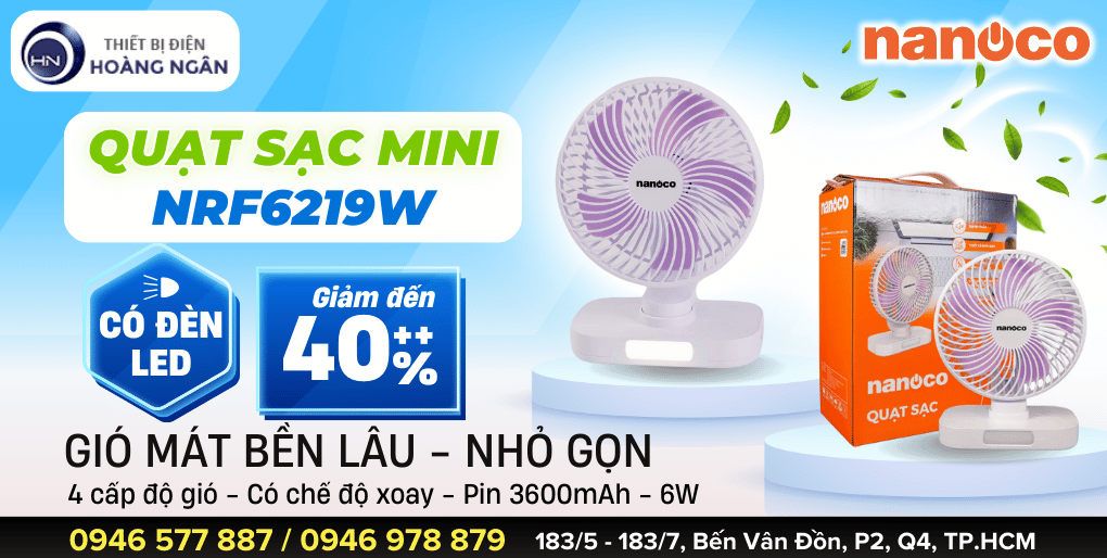 Quạt Cầm Tay Mini Sạc Điện NRF6219W (Trắng)