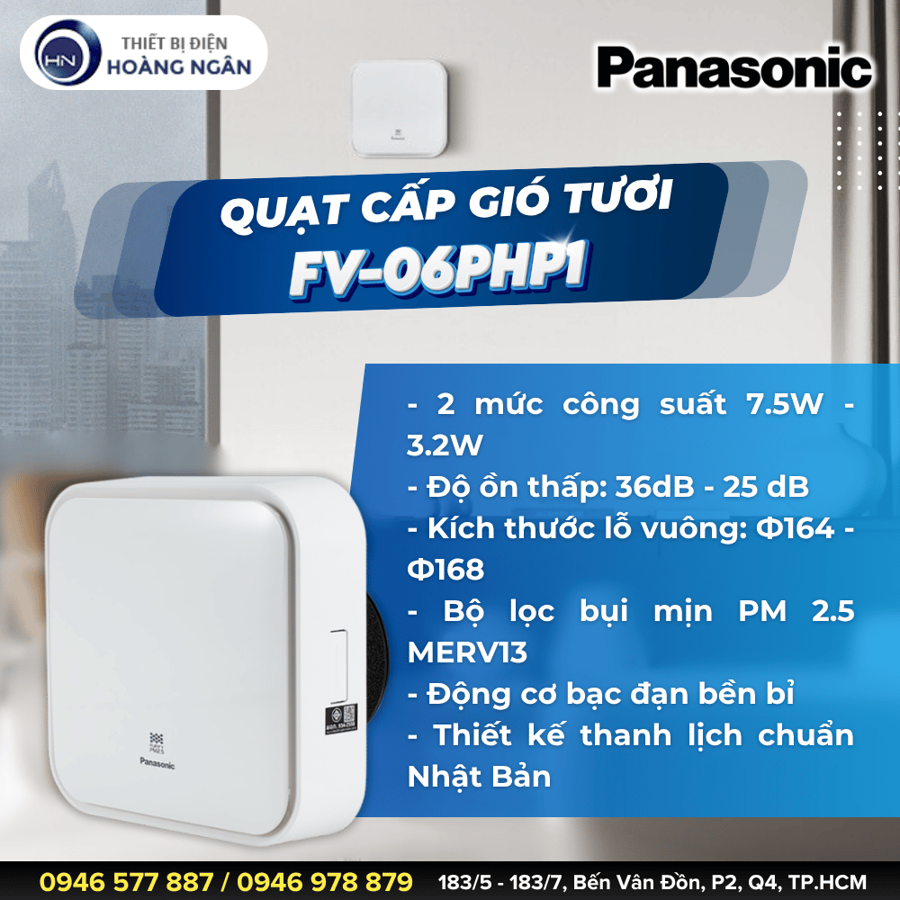 Quạt Cấp Gió Tươi Phòng Ngủ Panasonic FV-06PHP1
