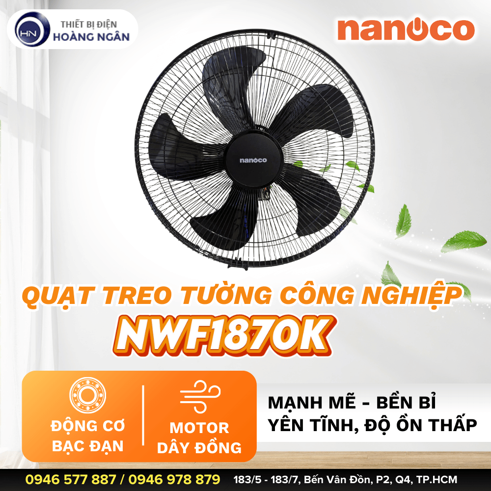 Quạt Công Nghiệp Treo Tường Nanoco NWF1870K