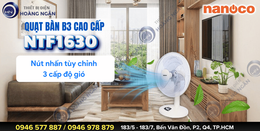 QUẠT BÀN NANOCO NTF1630 - MÀU SẮC ĐẸP MẮT - ĐỘNG CƠ BẠC ĐẠN BỀN BỈ & TIẾT KIỆM ĐIỆN NĂNG