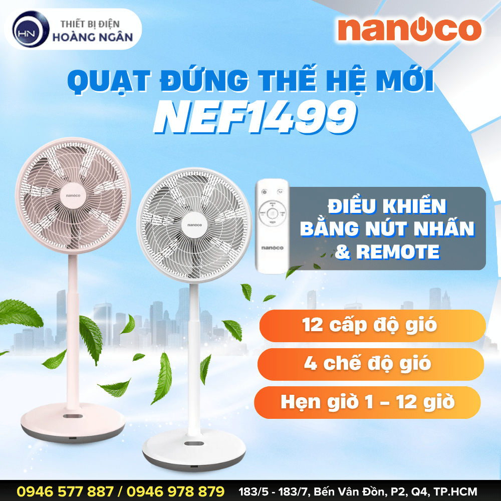 Quạt Đứng Nanoco NEF1499P, NEF1499W