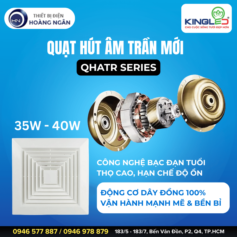Quạt Hút Âm Trần KingLED QHATR Series 2025