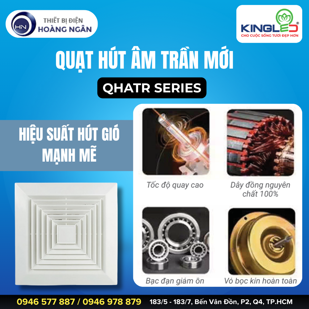 Quạt Hút Âm Trần KingLED QHATR Series 2025