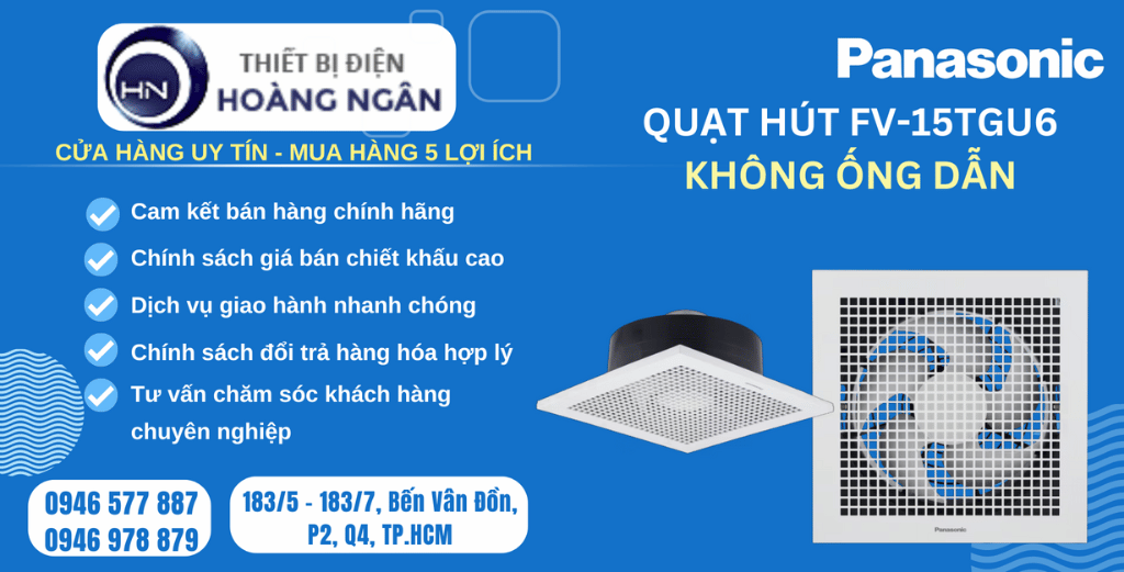 Quạt Hút Âm Trần Panasonic FV-15TGU6 Không Ống Dẫn