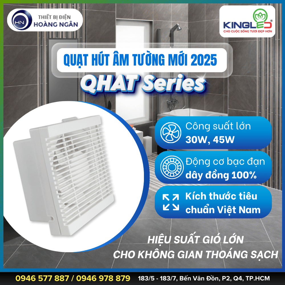 Quạt Hút Âm Tường KingLED QHAT Series