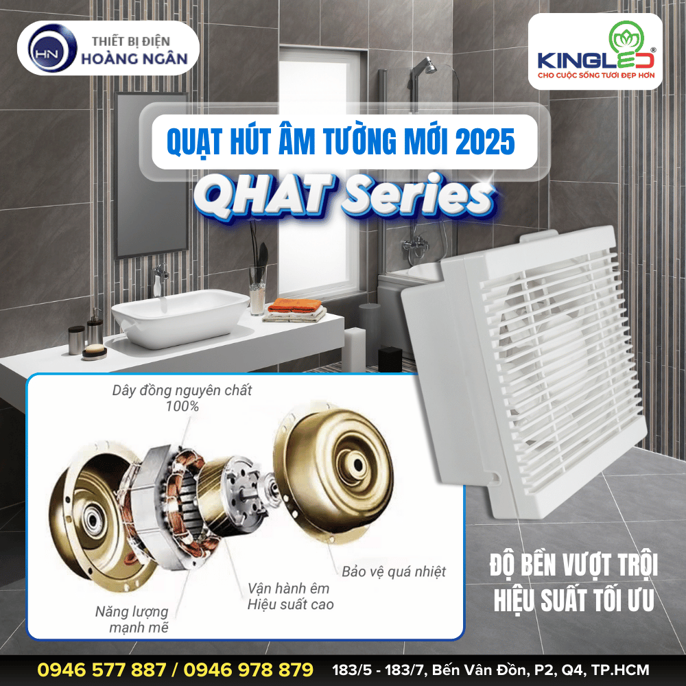 Quạt Hút Âm Tường KingLED QHAT Series