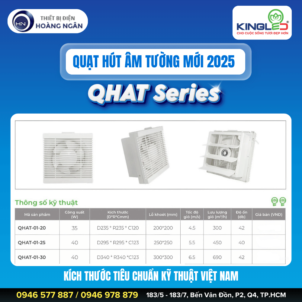 Quạt Hút Âm Tường QHAT Series KingLED