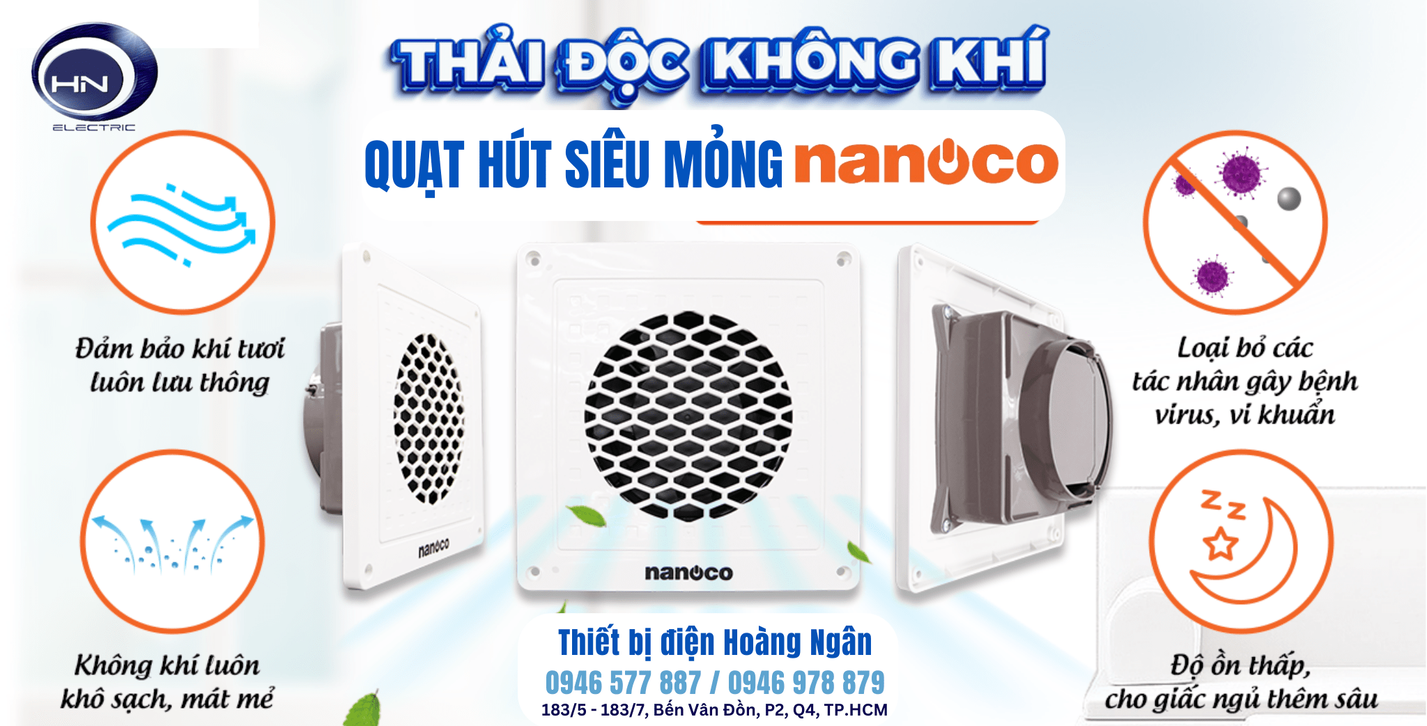 Quạt Hút Gắn Tường Siêu Mỏng NMV2523 Nanoco  Đa Dụng Cho Tường Và Trần Mỏng