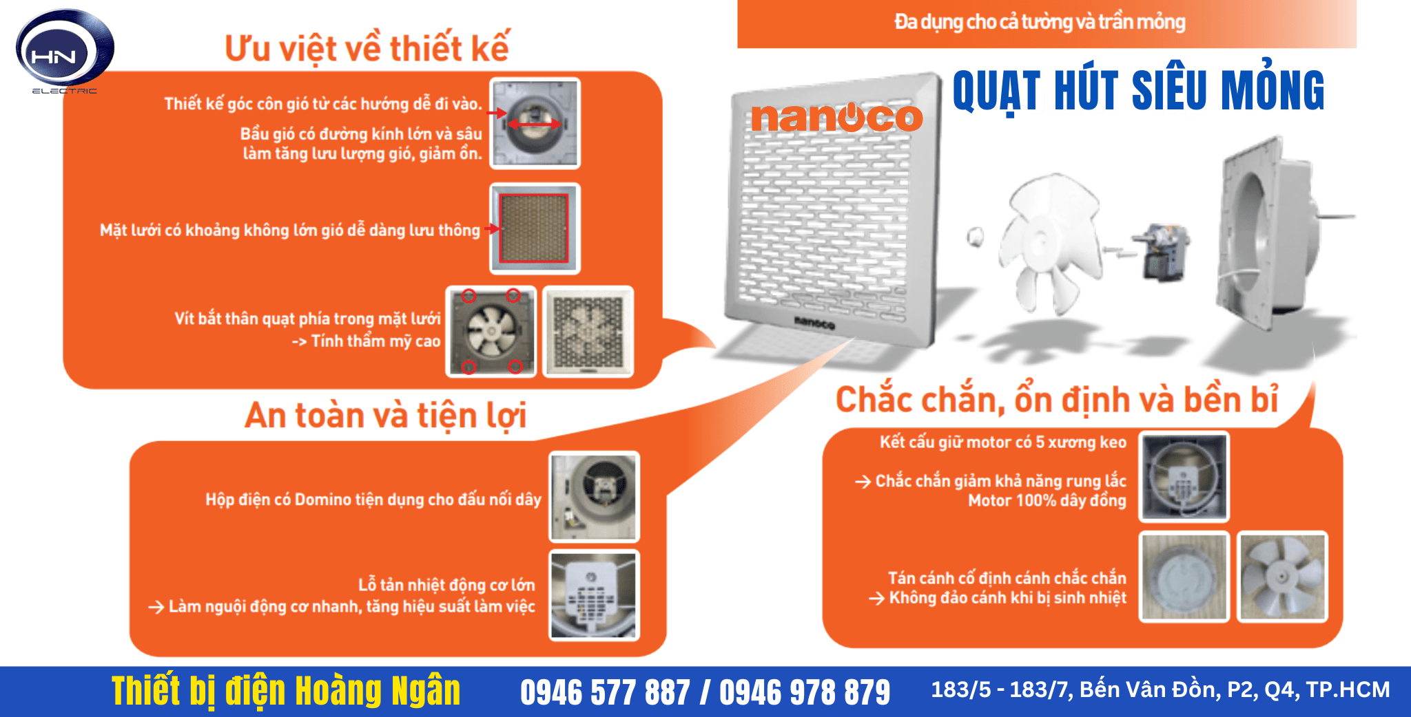 Quạt Hút Gắn Tường Siêu Mỏng NMV2523 Nanoco  Đa Dụng Cho Tường Và Trần Mỏng