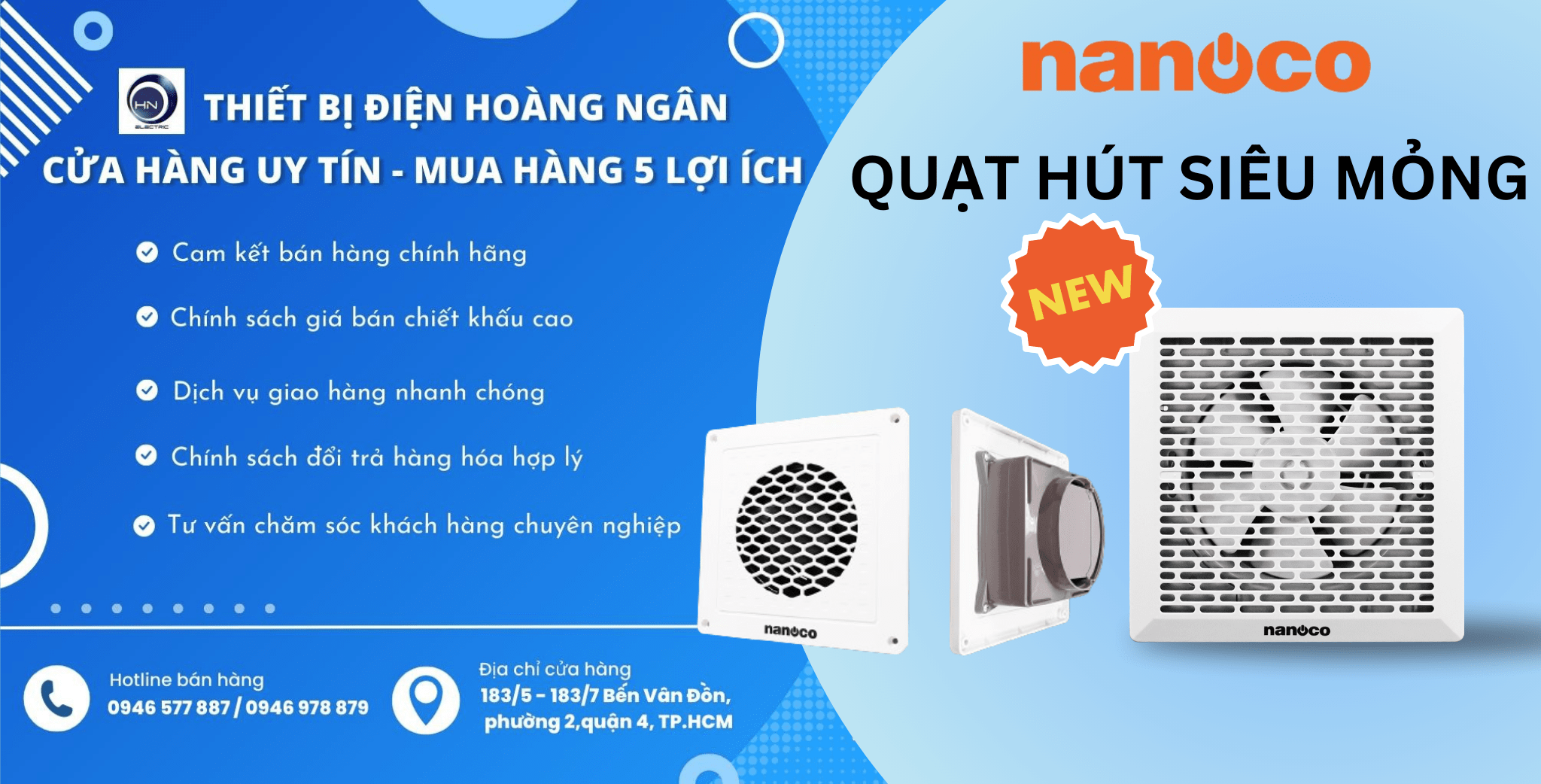 Quạt Hút Gắn Tường Siêu Mỏng NMV2523 Nanoco  Đa Dụng Cho Tường Và Trần Mỏng