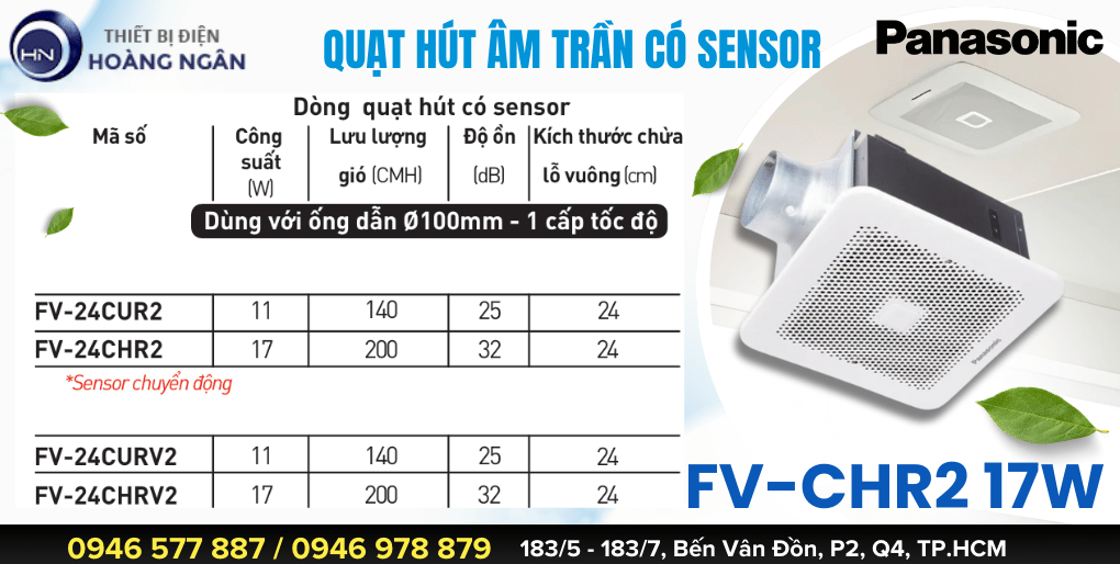 Quạt Hút Gió Âm Trần Panasonic FV-24CHR2