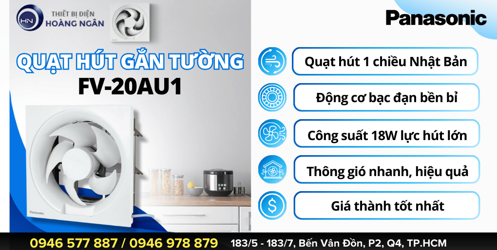 Quạt Hút Gió Gắn Tường Panasonic FV-20AU1 1 Chiều