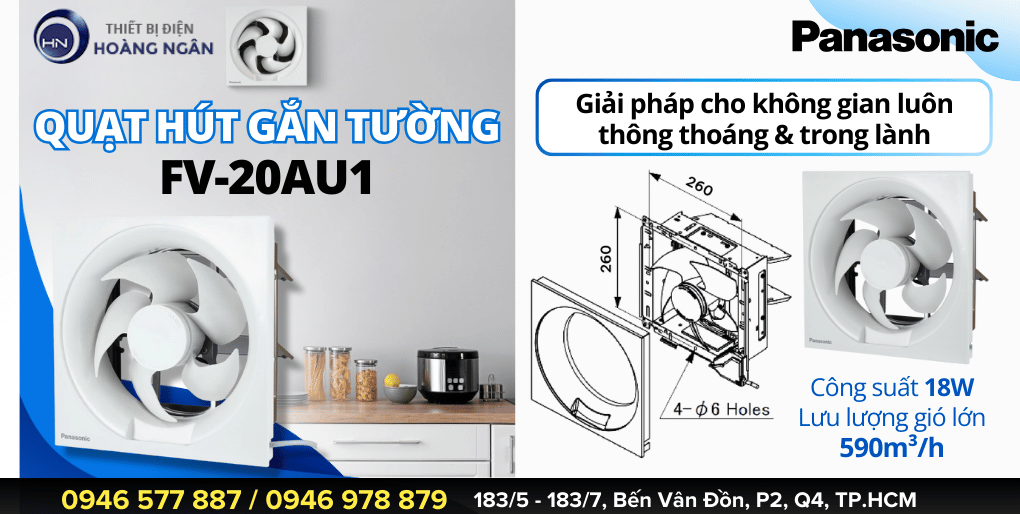 Quạt Hút Gió Gắn Tường 1 Chiều Panasonic FV-20AU1