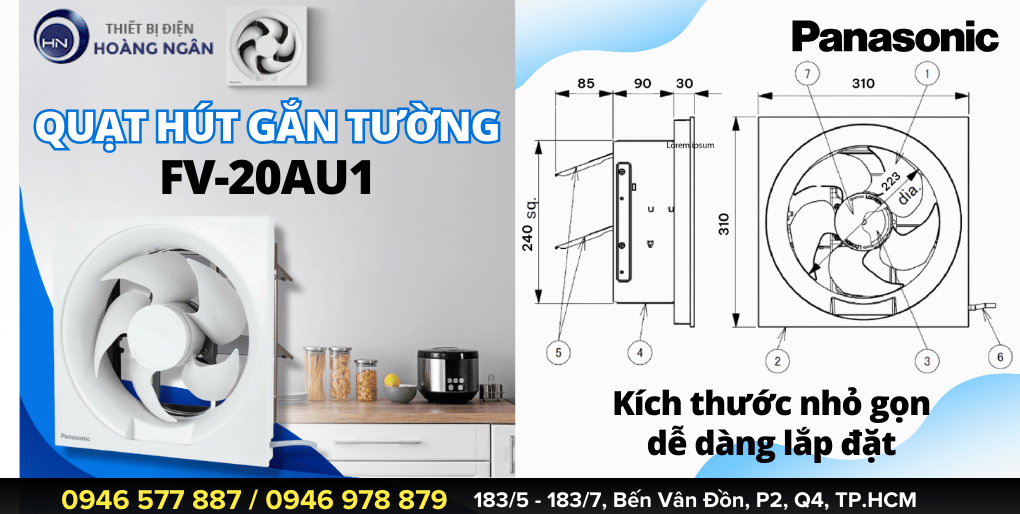 Quạt Hút Gió Gắn Tường 1 Chiều Panasonic FV-20AU1