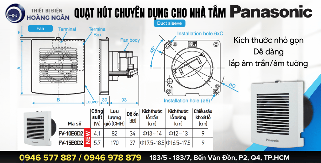 Quạt hút mùi nhà vệ sinh Panasonic FV-10EGD2, FV-15EGD2