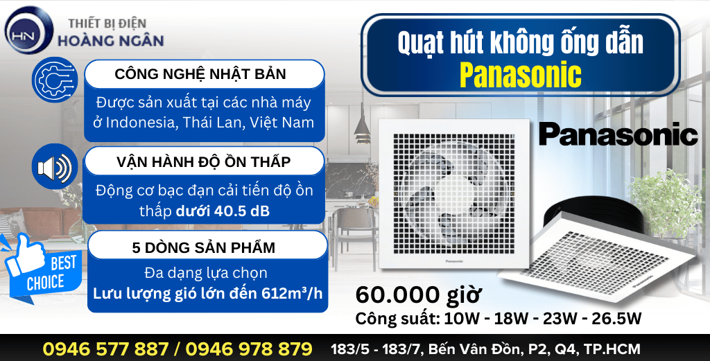 Quạt Hút Panasonic Không Dùng Ống Dẫn