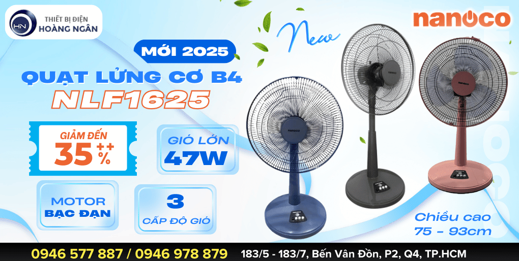 Quạt Lửng Cơ B4 Nanoco NLF1625 3 Màu Sắc
