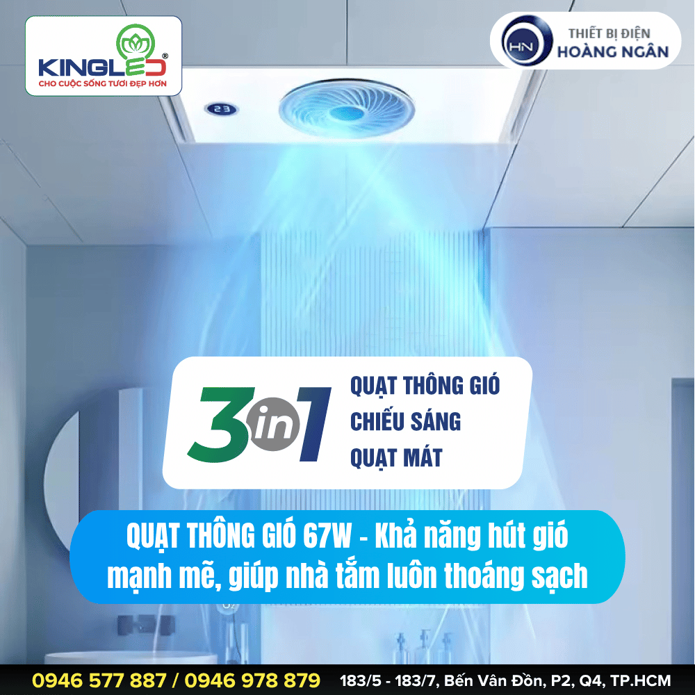 Quạt Mát Nhà Tắm Kingled QMNT-3060