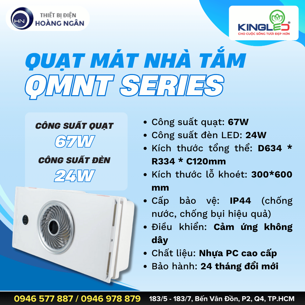 Quạt Mát Nhà Tắm Kingled QMNT-3060