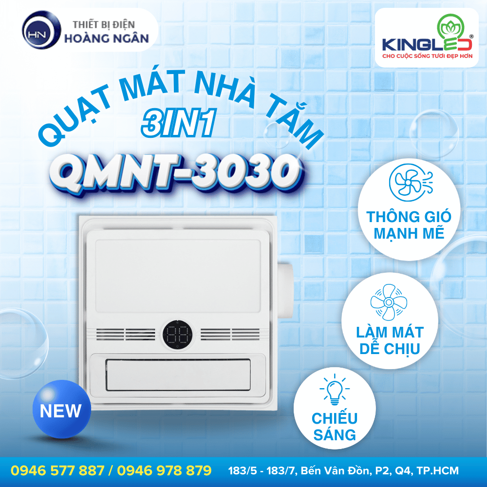 Quạt Mát Nhà Tắm QMNT-3030 KingLED