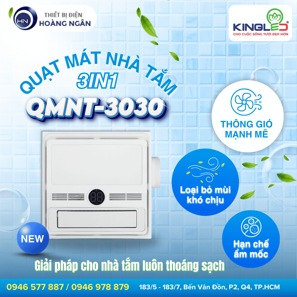 Quạt Mát Nhà Tắm QMNT-3030 KingLED