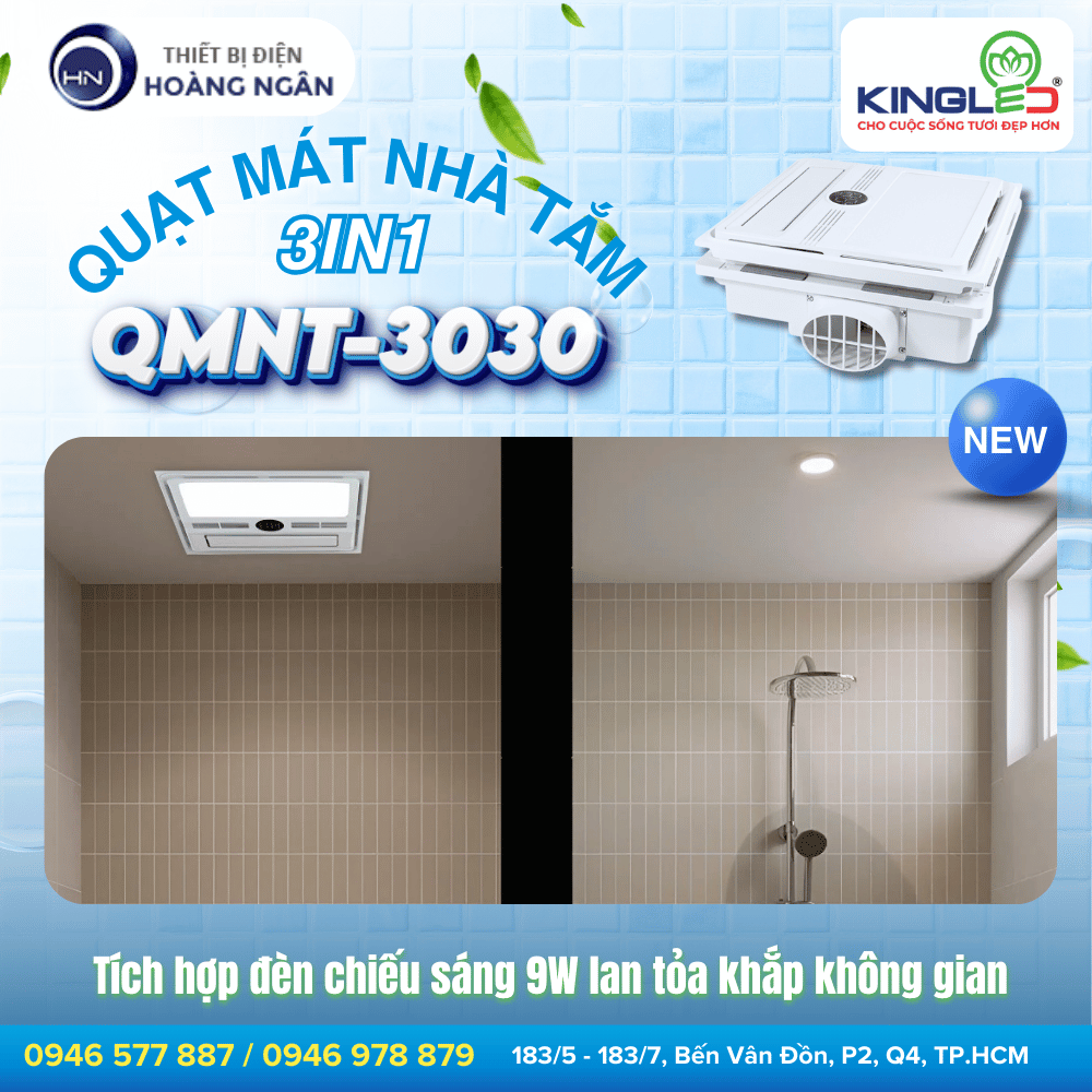 Quạt Mát Nhà Tắm QMNT-3030 KingLED