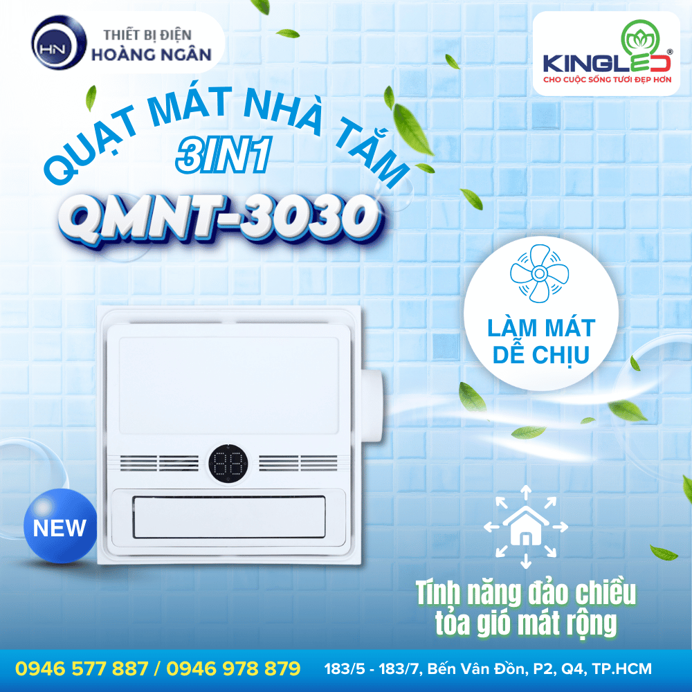 Quạt Mát Nhà Tắm QMNT-3030 KingLED
