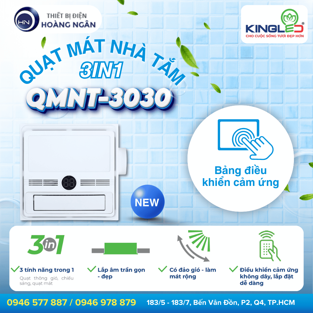 Quạt Mát Nhà Tắm QMNT-3030 KingLED